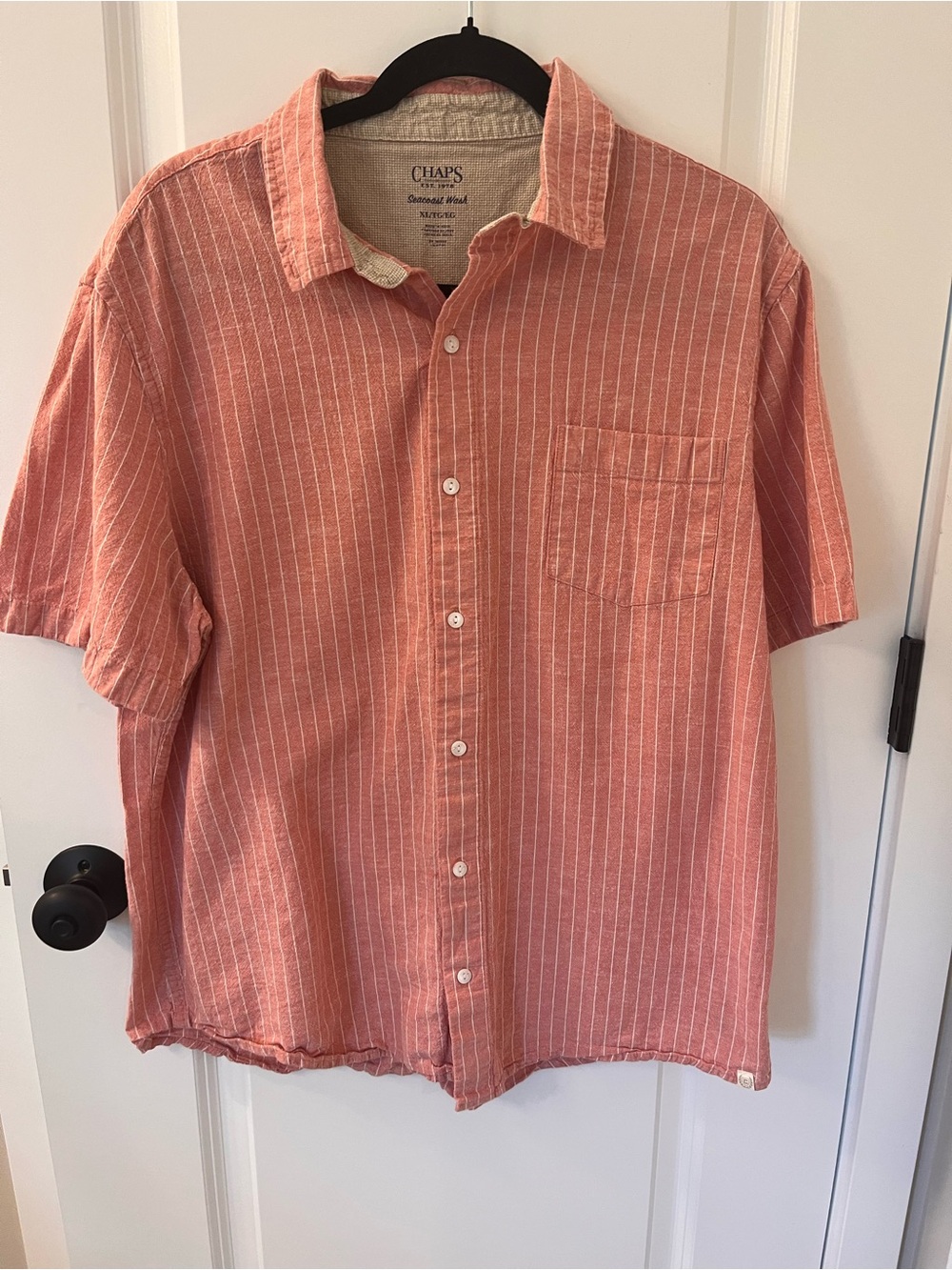 Chaps Red-Striped Short-Sleeve Button-Down Shirt